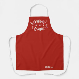 Bright Red Baking Spirits Holiday Schort met naam