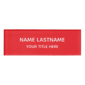 Bright Red Basic Simple Minimalist Modern Title Naambadge (Voorkant)