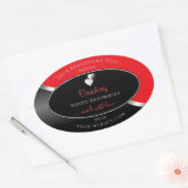 Bright Red Black Wavy Silver Hearts Product Labels (Envelop)