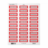 Bright Red Border Custom Return Address Labels (Full Sheet)