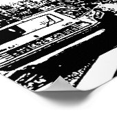 Bright Red Bus in Londen Poster (Hoek)