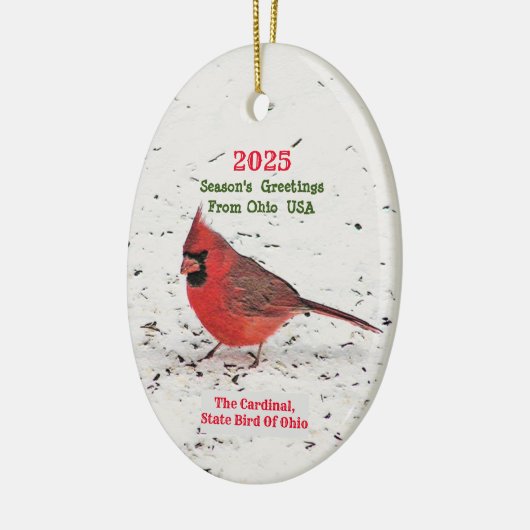 BRIGHT RED CARDINAL IN SNEE/STATE BIRD OHIO KERAMISCH ORNAMENT (Links)