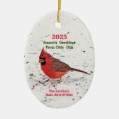 BRIGHT RED CARDINAL IN SNEE/STATE BIRD OHIO KERAMISCH ORNAMENT (Voorkant)