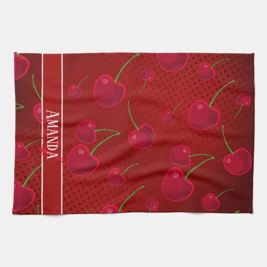 Bright Red Cherries Theedoek (Horizontaal)
