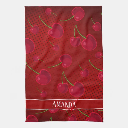 Bright Red Cherries Theedoek (Verticaal)