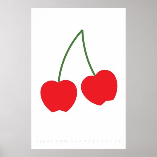 Bright Red Cherry Retro Poster 60's 70's Quote (Voorkant)