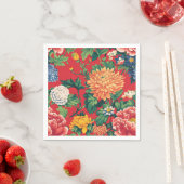 Bright Red Chinoiserie Floral Servet (Insitu)