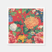 Bright Red Chinoiserie Floral Servet (Voorkant)