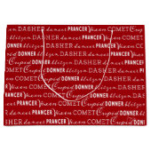 Bright Red Christmas Gift Bag | Santa's Reindeer Groot Cadeauzakje (Voorkant)