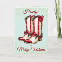 Bright Red Cowboy Boots Christmas Kaart