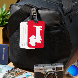 Bright Red Dachshund Travel Bagagelabel
