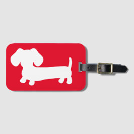 Bright Red Dachshund Travel Bagagelabel