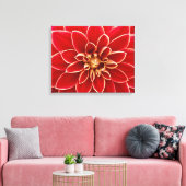 Bright Red Dahlia Closeup Canvas Afdruk (Insitu (Woonkamer))
