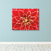 Bright Red Dahlia Closeup Canvas Afdruk (Insitu (Houten vloer))