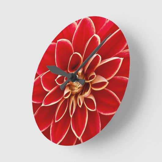 Bright Red Dahlia Flower Ronde Klok (Hoek)