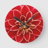 Bright Red Dahlia Flower Ronde Klok (Voorkant)