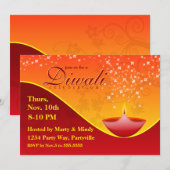 Bright Red Deepa Diwali uitnodiging (Voorkant / Achterkant)