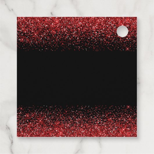 Bright Red Dress Faux Glitter Quinceanera Bedankjes Labels (Achterkant)