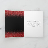Bright Red Dress Faux Glitter Quinceanera Bedankkaart (Binnen)