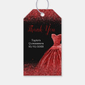 Bright Red Dress Faux Glitter Quinceanera Cadeaulabel (Voorkant)