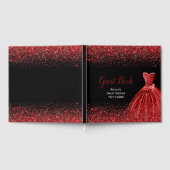 Bright Red Dress Faux Glitter Sweet 16  Gastenboek (Volledig)