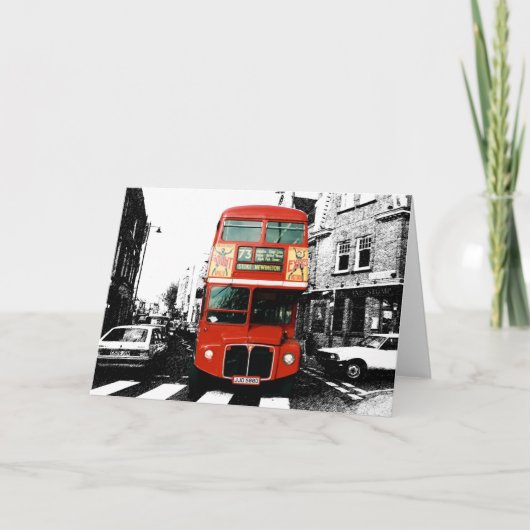Bright Red Dubbeldekker Bus Kaart (Voorkant)