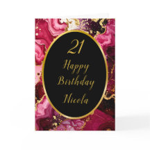 Bright Red en Gold Marble Agate Verjaardagsfeest