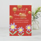 Bright Red en Golden ITS Mijn Verjaardag Uitnodige Kaart (Staand voorkant)