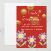 Bright Red en Golden ITS Mijn Verjaardag Uitnodige Kaart (Voorkant / Achterkant)