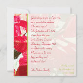 Bright Red en Green Poinsettia Party nodigen uit Kaart (Achterkant)