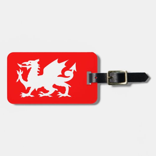 Bright Red en White Welsh Dragon Bagagelabel (Voorkant horizontaal)