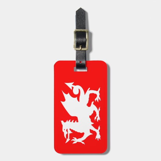 Bright Red en White Welsh Dragon Bagagelabel (Voorkant verticaal)