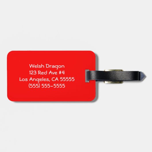 Bright Red en White Welsh Dragon Bagagelabel (Achterkant horizontaal)