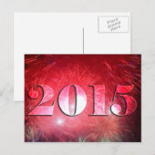 Bright Red Fireworks 2015 Nieuwjaar Feestdagenkaart (Voorkant / Achterkant)