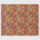 Bright Red Floral paisley bohemian patroon Cadeaupapier (Vlak)