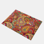 Bright Red Floral paisley bohemian patroon Deurmat (Schuin)