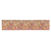 Bright Red Floral paisley bohemian patroon Korte Tafelloper (Horizontaal)
