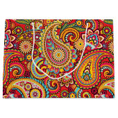 Bright Red Floral paisley bohemian patroon Large Cadeautasje (Voorkant)