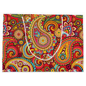 Bright Red Floral paisley bohemian patroon Large Cadeautasje (Achterkant)