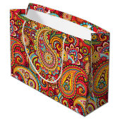 Bright Red Floral paisley bohemian patroon Large Cadeautasje (Achterkant Gekanteld)