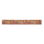 Bright Red Floral paisley bohemian patroon Satijnen Lint (Voorkant)