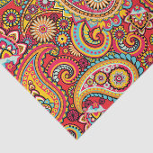 Bright Red Floral paisley bohemian patroon Tissuepapier (Detail)