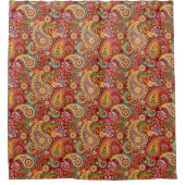 Bright Red Floral paisley naadloos patroon Douchegordijn (Voorkant)