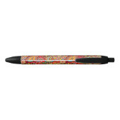 Bright Red Floral paisley naadloos patroon Zwarte Inkt Pen (Achterkant)
