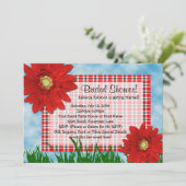 Bright Red Gerbera Daisies Zomer Vrijgezellenfeest Kaart (Staand voorkant)