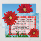 Bright Red Gerbera Daisies Zomer Vrijgezellenfeest Kaart (Voorkant / Achterkant)