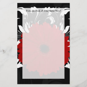 Bright Red Gerbera Daisy op zwart Briefpapier