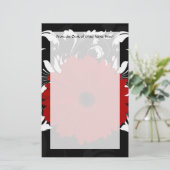 Bright Red Gerbera Daisy op zwart Briefpapier (Staand voorkant)