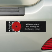 Bright Red Gerbera Daisy op zwart Bumpersticker (Op auto)
