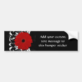 Bright Red Gerbera Daisy op zwart Bumpersticker (Voorkant)